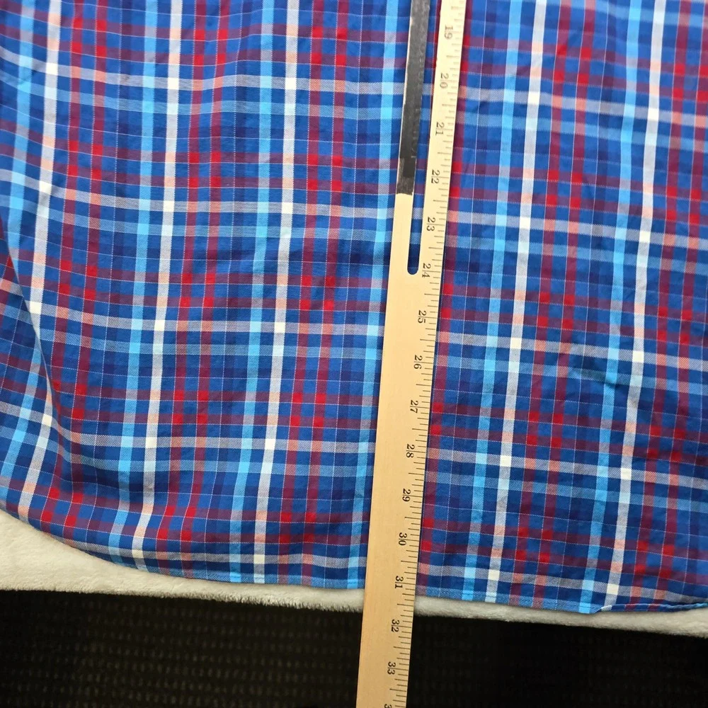Paul & Shark Yachting Shirt Mens 42 Large Blue Red Plaid Long‎ Sleeve Italy Made